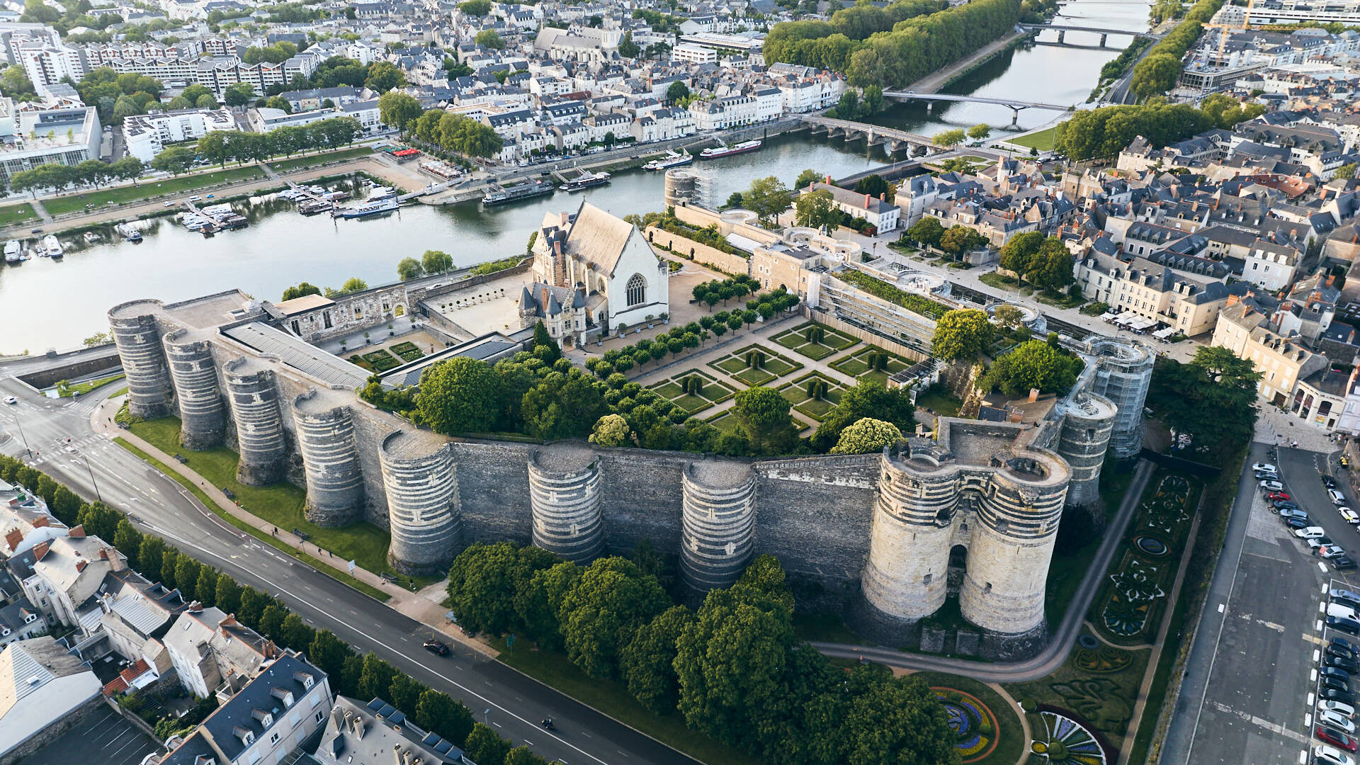 View of Château d'Angers from a drone